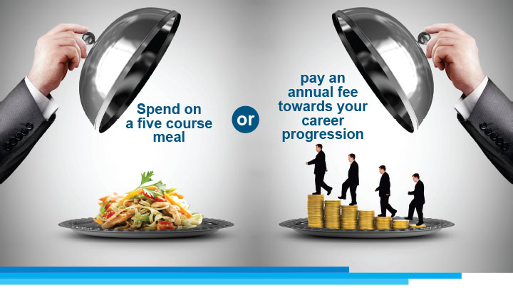 Spend on a five course mear OR pay an annual fee towards your career progression